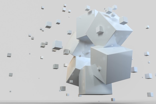 3D рендеринг творческих кубов с чувством науки и техники