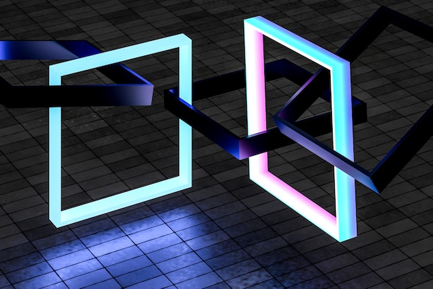 3d rendering creative frames with sense of science and technology