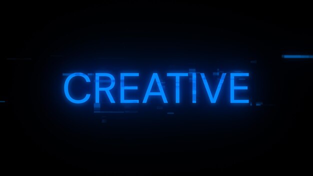 3D rendering creative text with screen effects of technological glitches