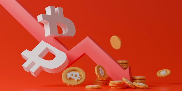 3d rendering cryptocurrency price collapse crisis