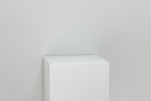 白い空の部屋で立方体のプラットフォームを 3 d レンダリング
