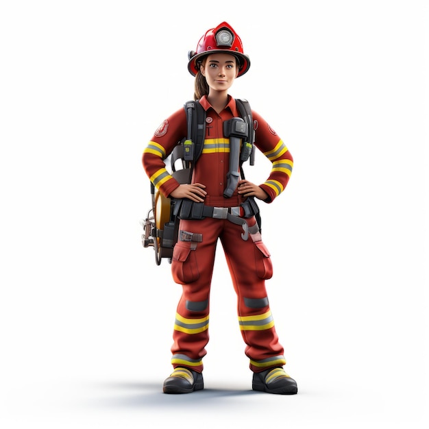 3d Rendering Of Culturally Diverse Firefighter In Whitcombgirls Style