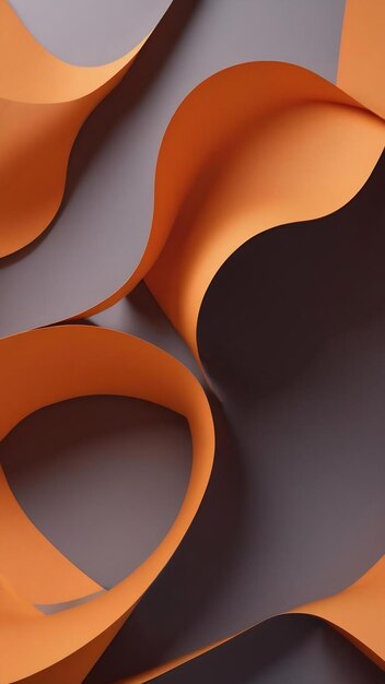 3d rendering curve paper background orange background