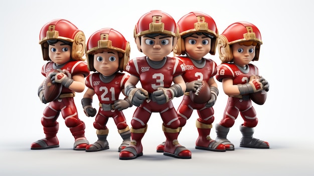 3D rendering of a cute American football team