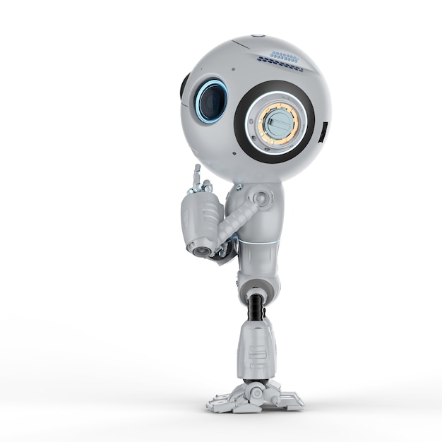 3d rendering cute artificial intelligence robot think or analysis