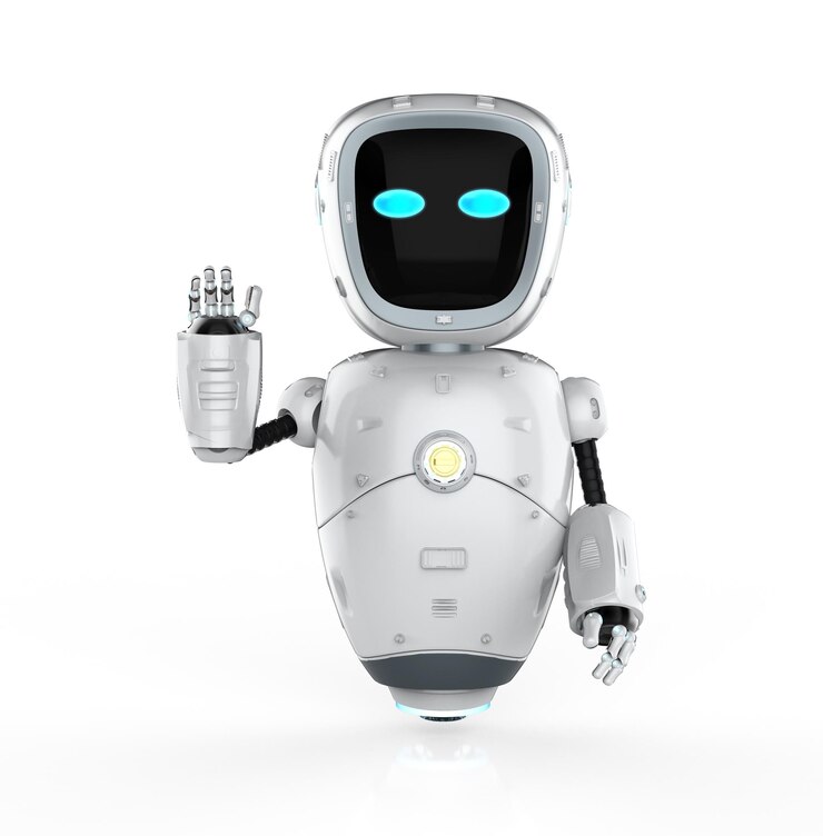 Photo 3d rendering cute artificial intelligenceâ robot or assistant robot hand up for greeting