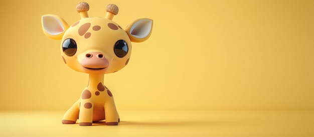 3d rendering Cute baby giraffe animal with big eyes cartoon character style Generated AI image