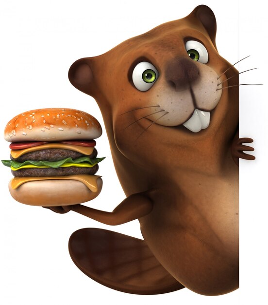 3D rendering of cute beaver