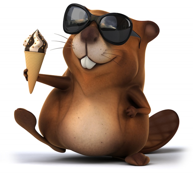 3D rendering of cute beaver