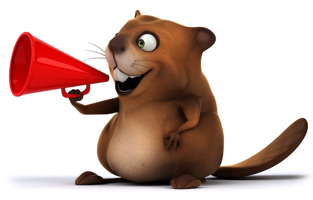 3D rendering of cute beaver