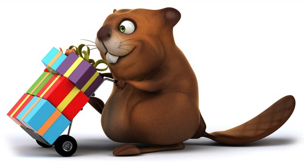 Photo 3d rendering of cute beaver