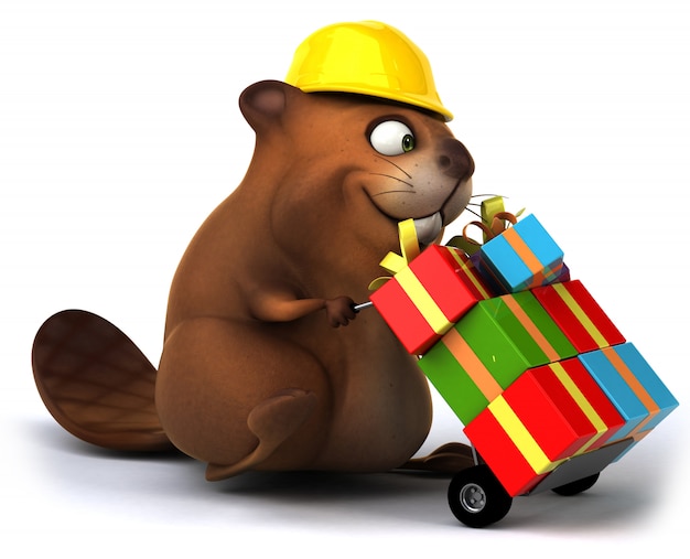 3D rendering of cute beaver