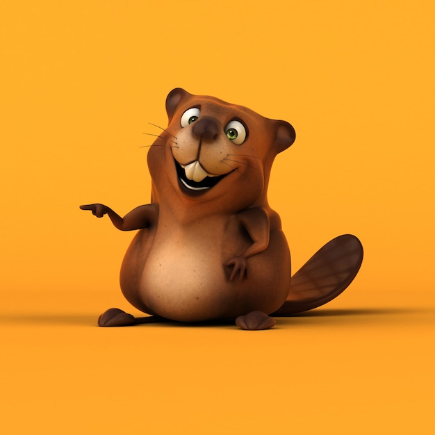 3d rendering of cute beaver