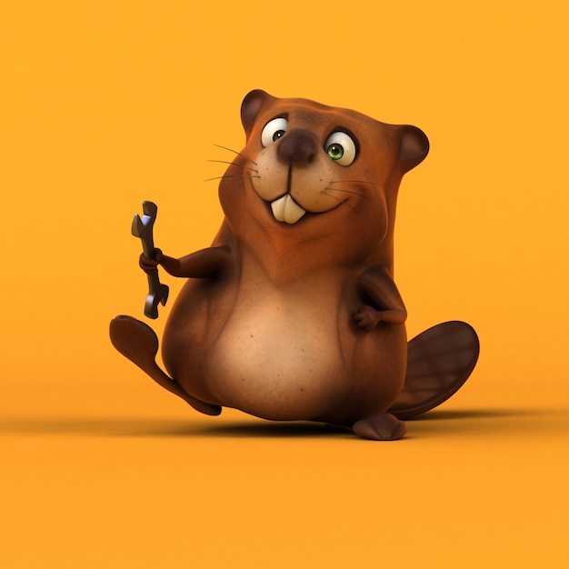 3D rendering of cute beaver