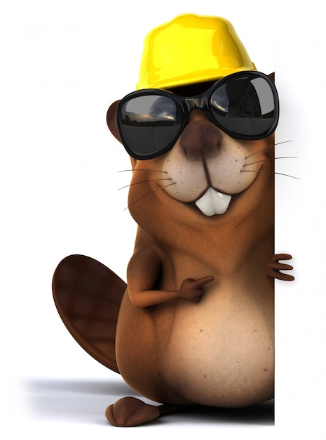 3D rendering of cute beaver