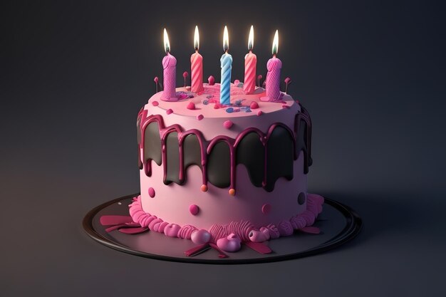 3D rendering of a cute birthday cake