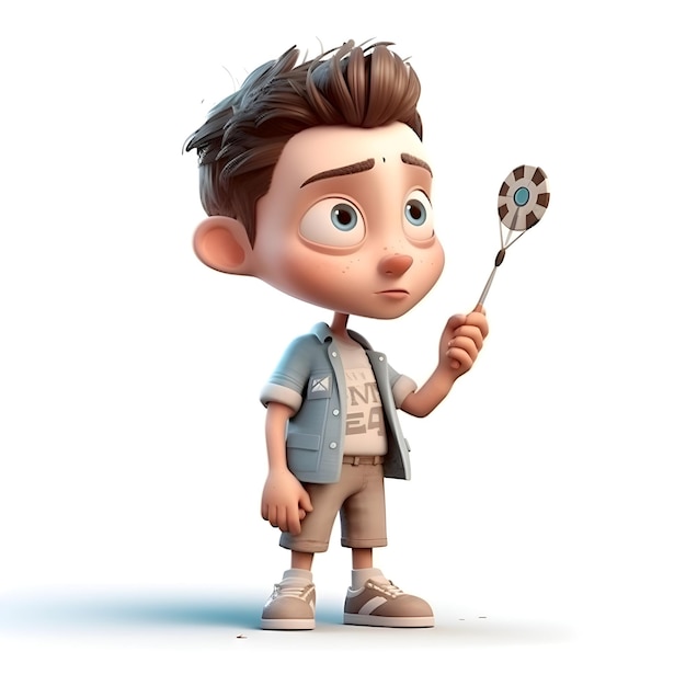 3D rendering of a cute boy with a kitchen utensil