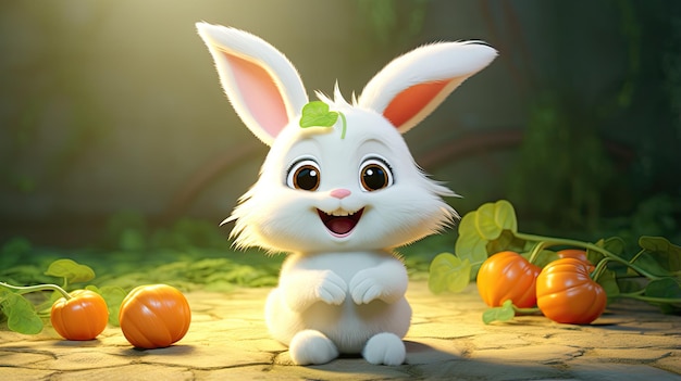 3D rendering of a cute bunny