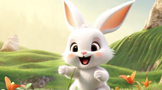 3D rendering of a cute bunny