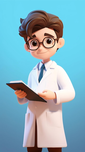 3D rendering of cute cartoon doctor medical and health theme illustration