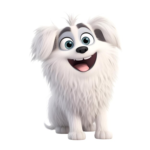 3D rendering of a cute cartoon dog isolated on white background