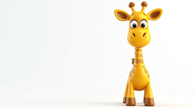 3D rendering of a cute cartoon giraffe The giraffe is standing on a white background and looking at the camera