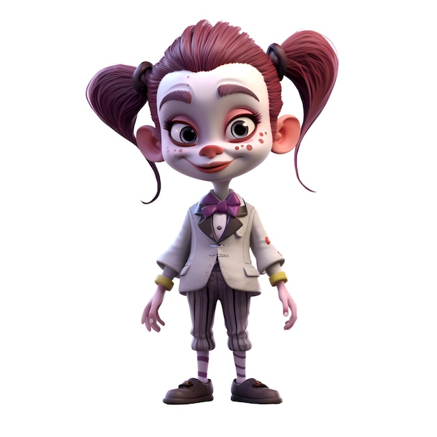3D rendering of a cute cartoon girl with halloween costume