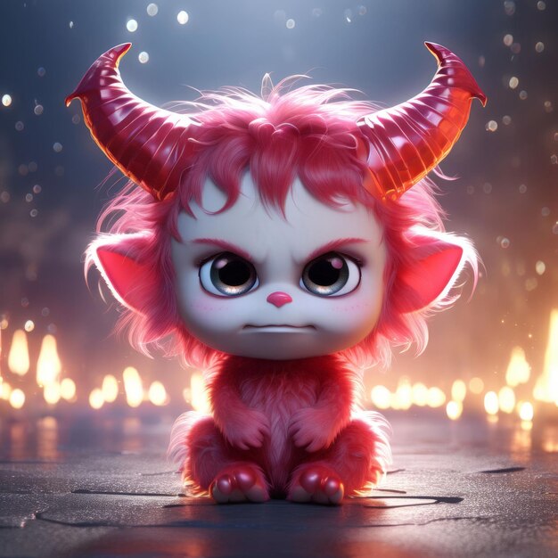 3D rendering of a cute devil with a pink background 3D rendering of a cute devil with a pink ba