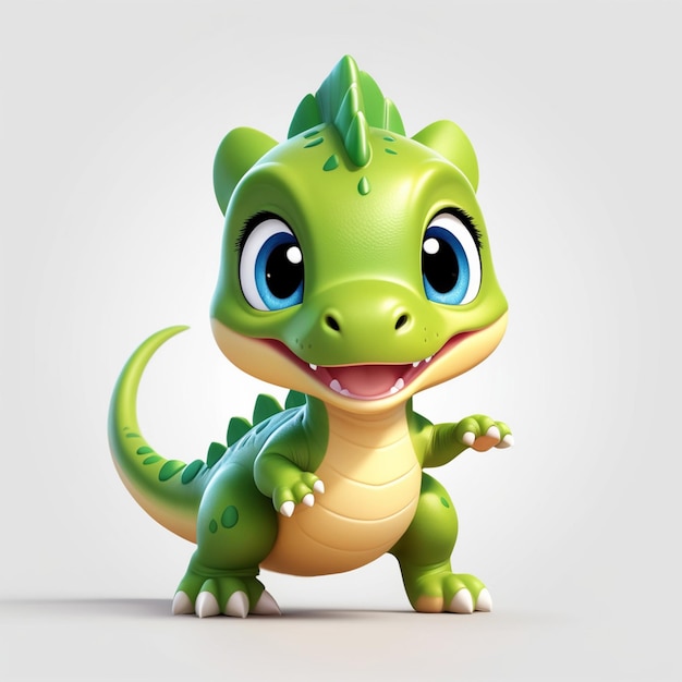 3d rendering cute dinosaur character isolated on white background