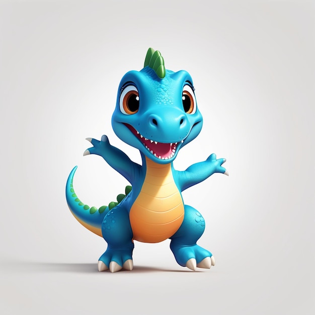 3d rendering cute dinosaur character isolated on white background