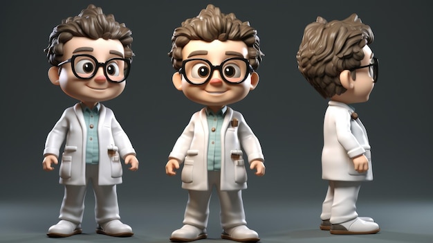 3D rendering of cute doctor cartoon character