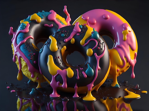 3d rendering cute donuts abstract shape