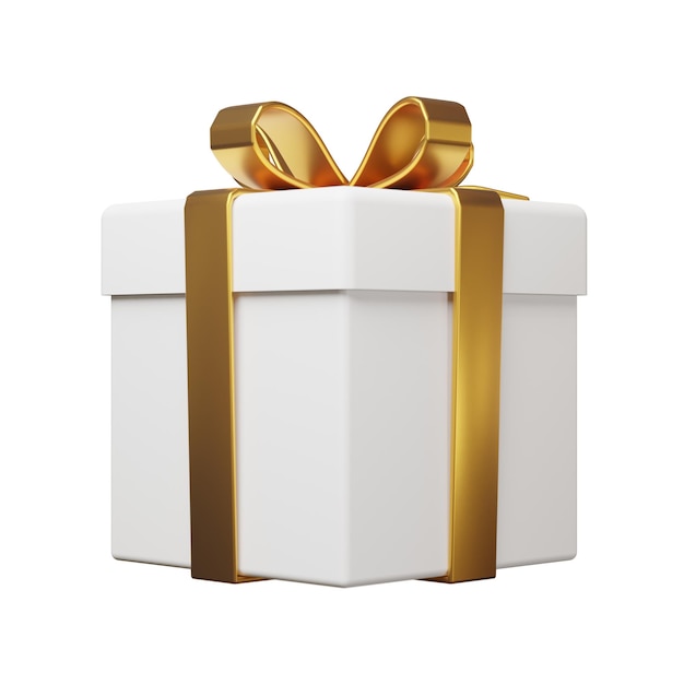 3D Rendering cute gift box for Merry Christmas isolated on the white background