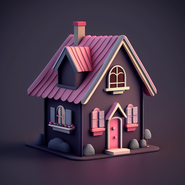 3D рендеринг милого дома с высокой детализацией