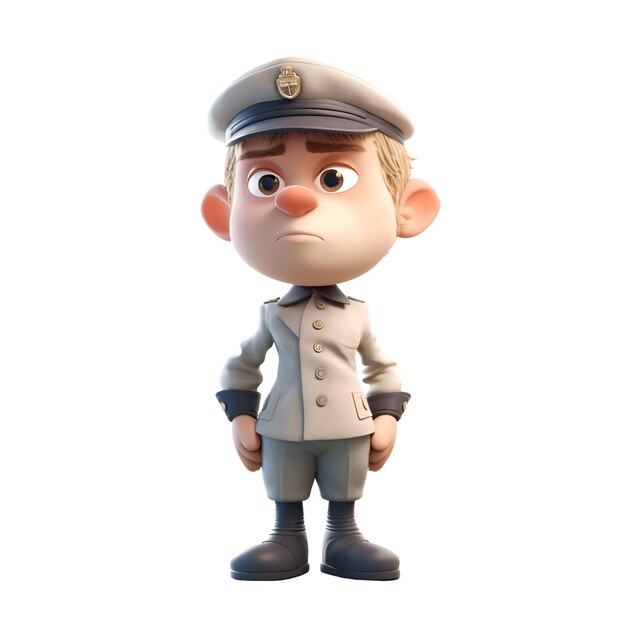 3D-рендеринг милого маленького мальчика, одетого в полицейского