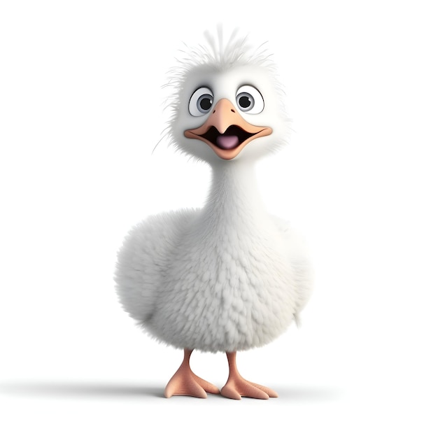 3d rendering of a cute little duckling with a funny expression