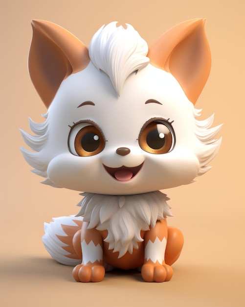 3d rendering of a cute little fox with big eyes