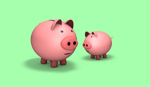 3d rendering of a cute little pig piggy bank