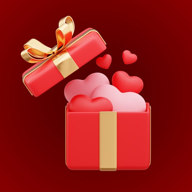 3D rendering cute red valentine's day element