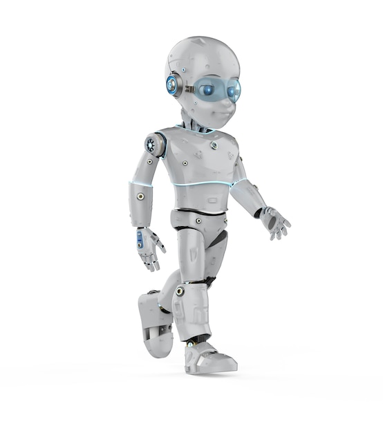 3d rendering cute robot or artificial intelligenceÃÂ robot with cartoon character walk