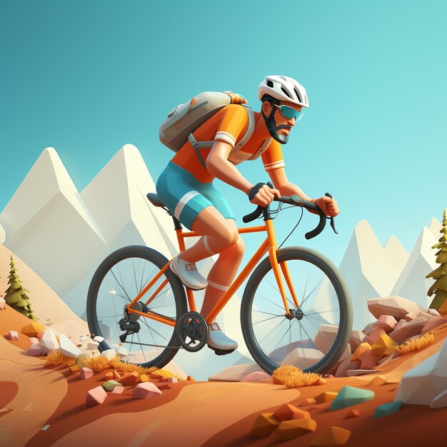 3d rendering of cycle cross player in action