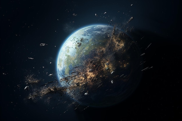 3d rendering of dark earth in space