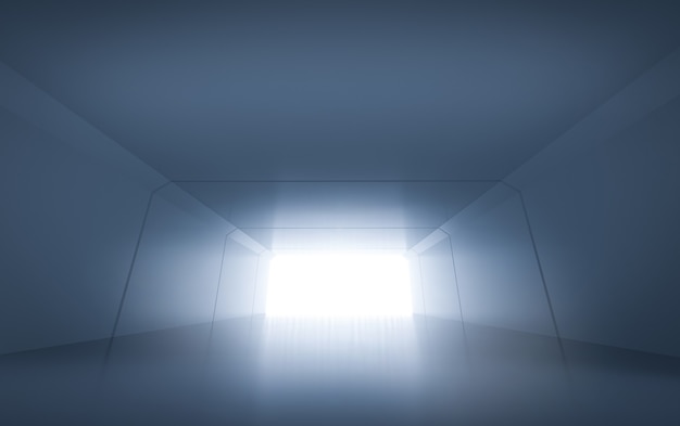 3d rendering dark empty space with shining light