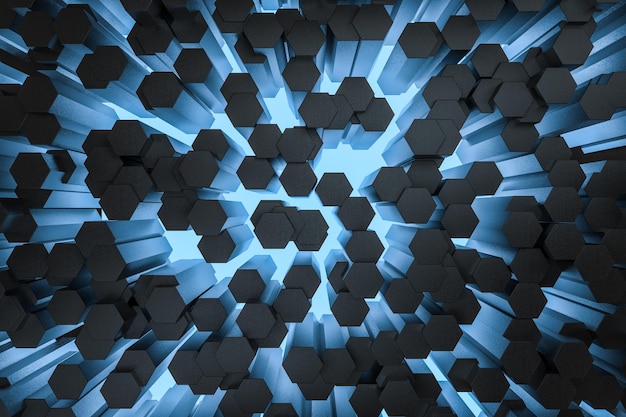 3d rendering dark hexagonal background scifi background