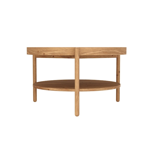 3D rendering Dark Wood Circle Side Table on White Background Oa