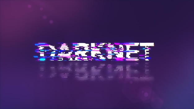 3D rendering darknet text with screen effects of technological glitches