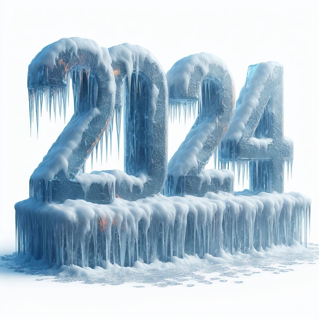 3d rendering of the date of the new year 2024 3d illustration for Christmas and New Year cards