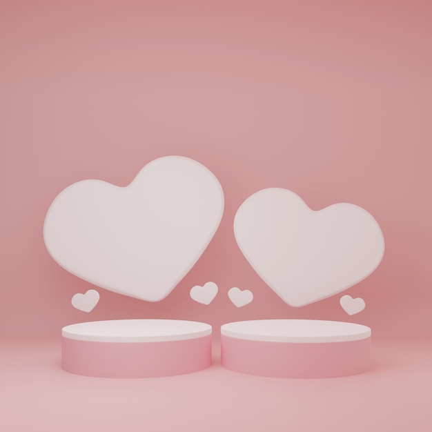 3d-rendering decoratieve geschenkdoos rond productstandaard liefde en valentijnsdag vieren