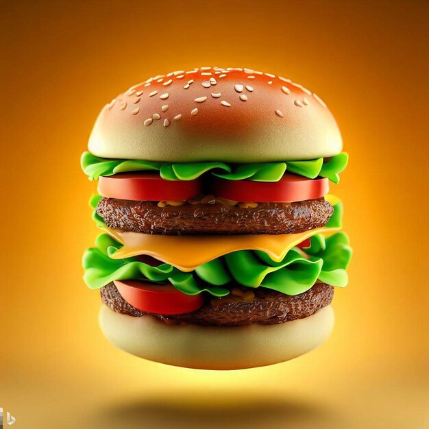 3d rendering of delicious cheese burger