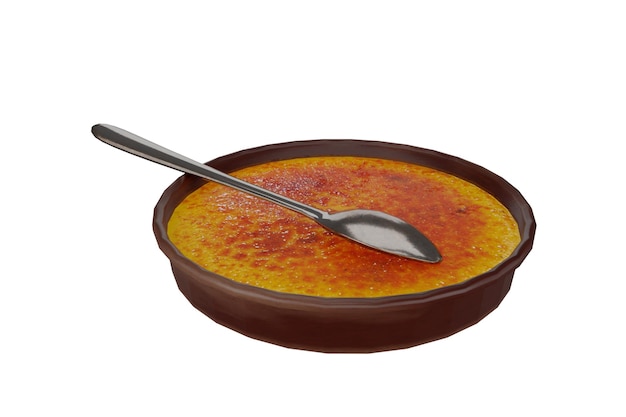 3D-rendering dessertcrème brulee